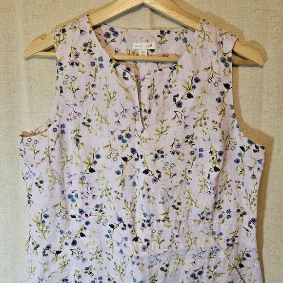 J Jill Love Linen Lilac Purple Floral Shift Dress Romantic Pockets Small Petite - Picture 4 of 12